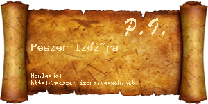 Peszer Izóra névjegykártya
